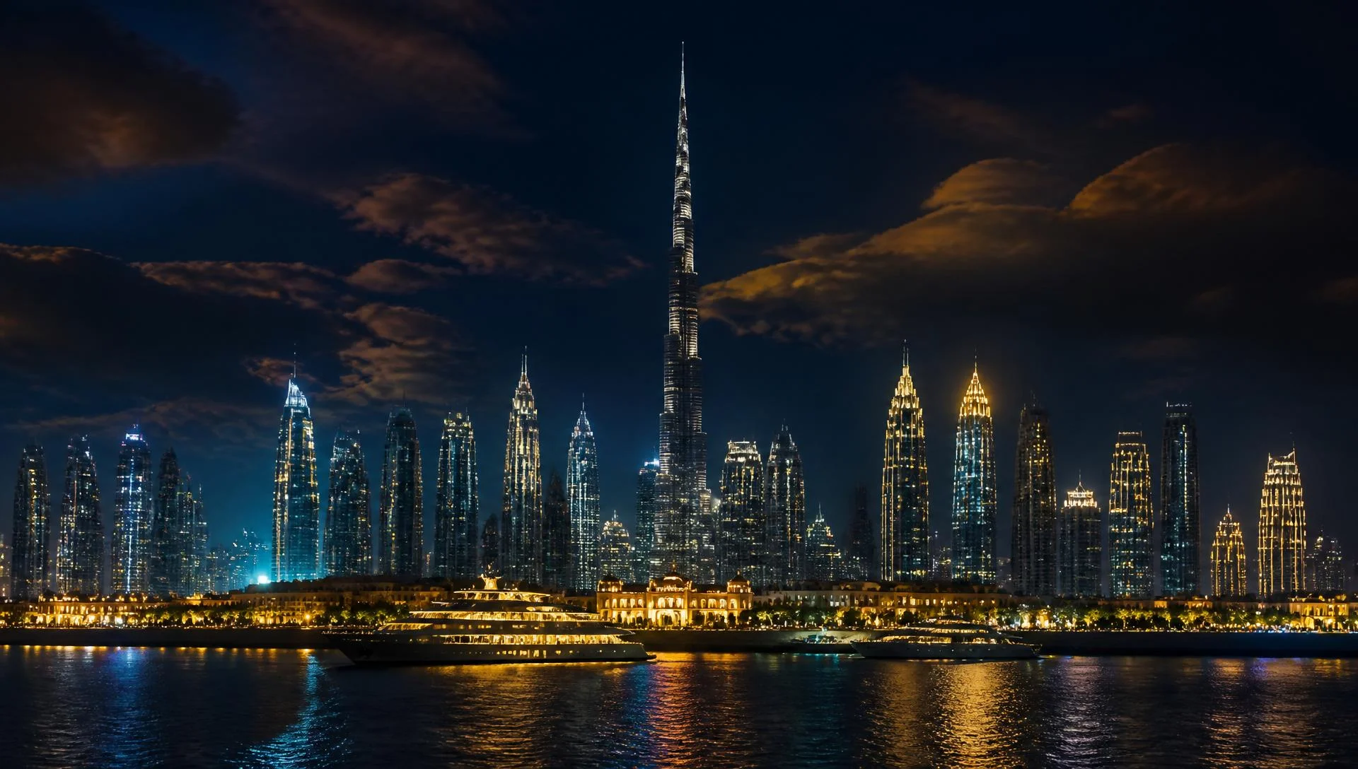 Dubai skyline at night
